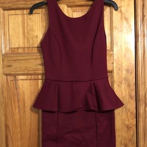 Burgundy peplum dress